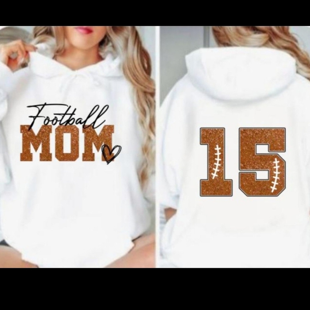 White Football Mom Hoodie with Number Of Your Choice